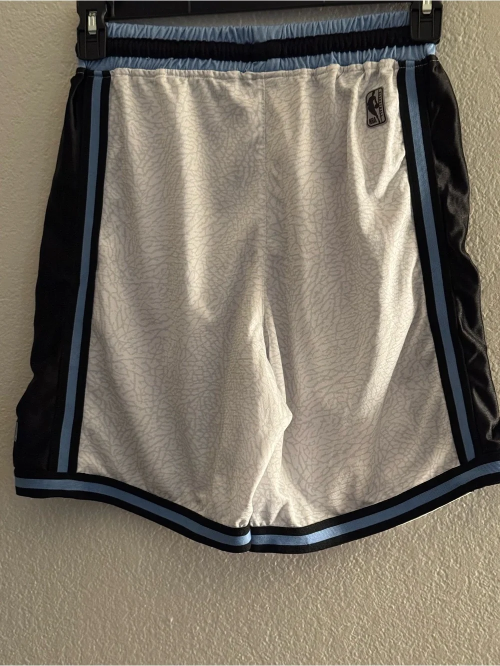NBA Men's Athletic Shorts - White, Black & Light Blue